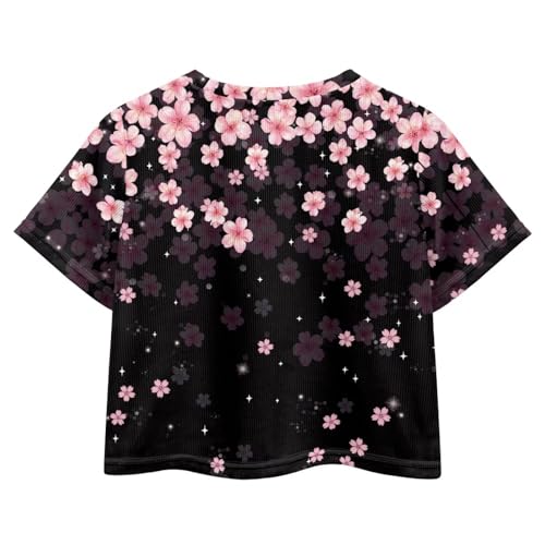 Image of Girls Fashion Crewneck Tee Shirts Casual Short Sleeve Crop Top Summer Outfits 5-14 Years Old