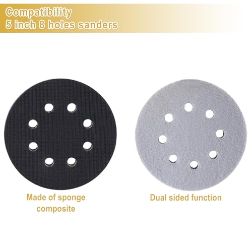 6 Stück Schleiftellerschoner Softauflage, 125 mm Schwamm Interface Pad Kissen Pad Klett, Schwamm Schleifen Soft Pads, Spezielle Ersatzpads für Schleifmaschinen(8 Löcher)