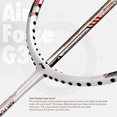 Image of Li-Ning Air Force G3 Badminton Racket with Full Cover | Max Tension : ≤30 lbs | Superlight Technology | Aerotec Beam | Dynamic Frame