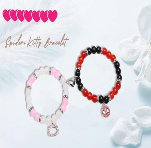 Image of Spiderman Kitty Magnetic Friendship Bracelets, Couple's Bracelets, Valentine's Day Gifts for BFF, BF, GF, Women, Men, Girls, Kids