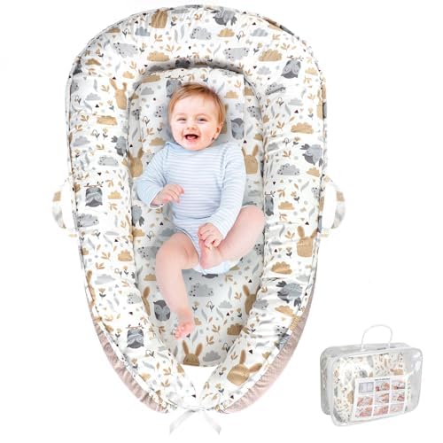 Image of Baby Lounger, Baby Lounger for Newborn 0-24 Months, Portable and Soft, Babies Essential Gifts, Breathable Portable Infant Lounnger for Travel and Home