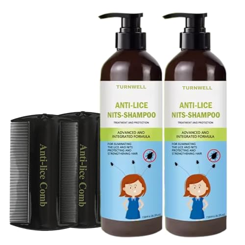 Image of Natural Anti Lice & Nits Remover Shampoo with Rosemary, Tea Tree & Neem Oil | Gentle Lice Treatment for Kids & Adults | Removes Lice & Nits, Cleanses & Protects Hair | Free Lice Comb | SLS & Parabeen Free | (Pack of 2)(200 ml Each)