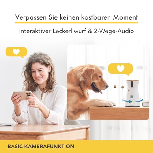 Furbo 360° Hundekamera [Basic Kamera]: Haustierkamera mit App, Rotierende 360° Sicht, Farbnachtsicht, Tracking, Leckerliwurf, Bell-Alarm, der Favorit von Haustierbesitzern auf der ganzen Welt