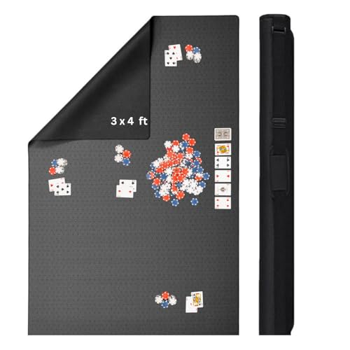 Feltectors Board Game Mat 36 x 48 nches, Table Cover for Mahjong, Poker, Playing Cards, Tile Games, Dominoes, and RPG - Neoprene Gaming Playmat (Black, 36 x 48 Inches)