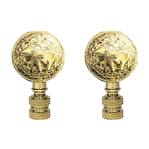 Image of Royal Designs, Inc. Decorative Baby Elephant Finial for Lamp Shade, Polished Brass - Pack of 2