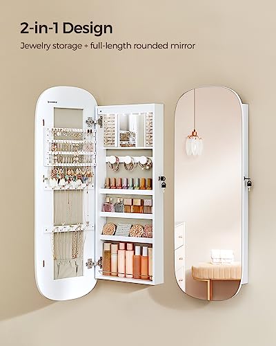 Songmics UJJC026W01 Jewelry Organizer, Led Jewelry Cabinet Wall Or Door Mounted, Lockable Rounded Wide Mirror thumb #8