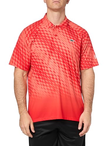 Lacoste Men's Sport Tennis x Novak Djokovic Player Version Polo Shirt, Corrida Red/Watermelon, X-Large