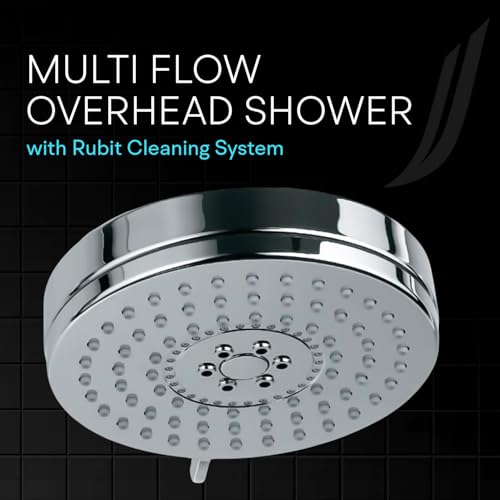 Image of Jaquar ABS Body & Chrome Face Plated 105mm Round Shape Multi Flow Overhead Shower with Air Effect & Rubit Cleaning System, Sliver, Chrome Finish