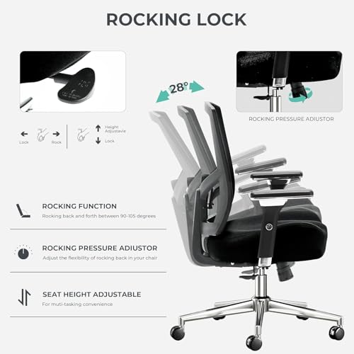 Big and Tall Office Chair 500lbs, Ergonomic Oversize Mesh Desk Chair, Heavy Duty High Back Computer Chair with Wide Thick Seat Cushion, Adjustable Lumbar Support, 4D Armrests image 5