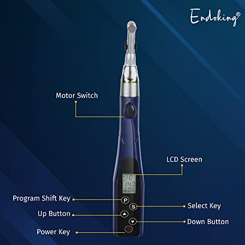 Image of Lightweight Cordless Dental Endomotor LED - Blue | 16:1 Reduction Contra Angle | 7 Memory Settings | Efficient, Precise Root Canal Treatment | Compact & Durable Endodontic Tool