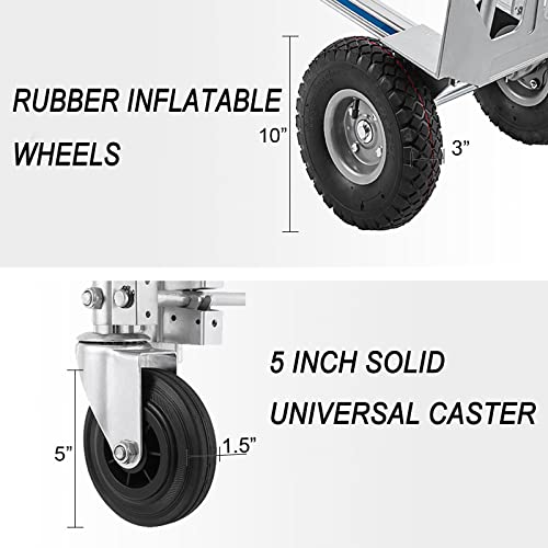 Smarketbuy 3 In 1 Convertible Hand Truck 1000 Lbs Weight Capacity Heavy Duty Hand Truck Durable Aluminum And Steel Construction 4 Wheels Hand Truck Dolly #TOP4