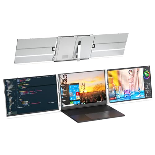 Image of VSDISPLAY 14'' Triple Laptop Screen Extender 1920x1200 IPS Portable Display Dual Monitor with Mini H /D USB-C Plug and Play for 13.3''-16'' Laptops
