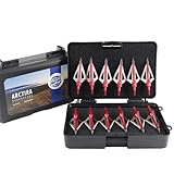 ARCTIRA 12Pcs Hunting Broadheads with Solid Case 3 Fixed Blades for Crossbow Bolts and Compound Bow Arrows Portable Broad Heads Box Archery Arrowheads for Adults (Red, 100 Grains)