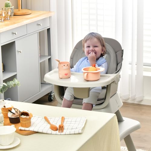 Image of GLACER 8 in 1 Convertible Baby High Chair - Adjustable High Chairs for Babies and Toddlers with Removable Tray, Dual Cushions, Activity Table and Chair Set, Booster Seat, Stool (Gray)