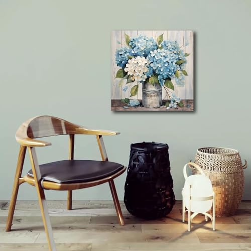 LAIART Blue Floral Wall Art Farmhouse Wall Decor Canvas Picture Print for Bathroom Bedroom Living Room Dining Room - Image 5