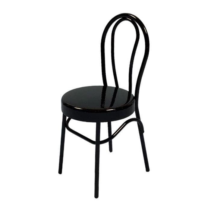 Melody Jane Dolls House Black Bistro Bentwood Metal Side Chair Cafe Kitchen Dining Furniture