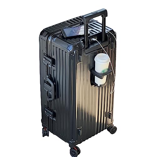 34-inch Hard Luggage with USB Interface 360° Shock-Absorbing and Silent Universal Wheels, Suitable for Traveling (Black 24 inches)