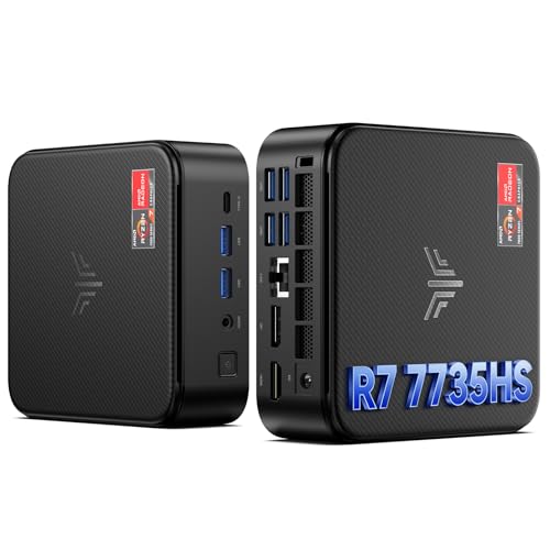 NiPoGi E3B Mini PC АMD Ryzen 7 7735HS(Besser als R7 5825U/R5 5730U, 8C/16T, bis zu 4,75 GHz), 24 GB LPDDR5 5500MT/s 512 GB M.2 NVMe PCIe 3.0 SSD Mini Desktop Computer W-11 Pro für Büro/Schul