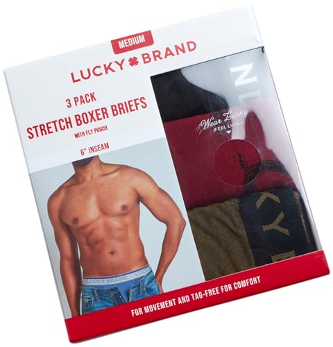 Lucky Brand Men's Boxer Briefs - 3 Pack Soft Stretch Casual Men's Underwear with Functional Fly Pouch Boxers (S-2XL)3