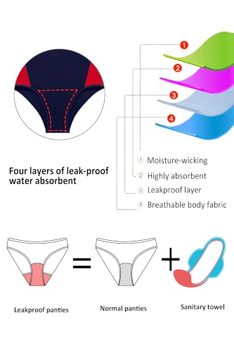 Image of Beautikini Period Swimwear One Piece Leakproof Menstrual Swimsuit Racerback Color Block Bathing Suit for Teen Girls Women