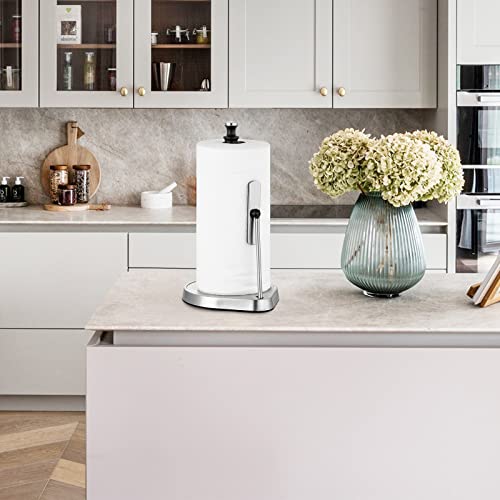 Lucalda Paper Towel Holder Countertop- Easy To Tear Paper Towel Holder Stand Stainless Steel Paper Towel Holder Fit Most Size Paper Roll- Kitchen Paper Towel Rack With Adjustable Tension Arm #TOP6