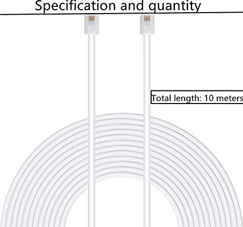 HUAZIZ 10m White RJ11 Cable ADSL Extension Lead Phone Cord Telephone Plug, Fibre Broadband Cable - Image 2