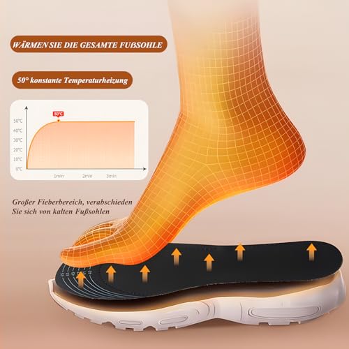 Sohlenwärmer, Waschbar Thermosohlen Fußwärmer Einlegesohlen, Fußwärmer Sohlen warme Füße für Damen Herren Schuhe, geeignet für Hausarbeit Skifahren Winter Camping Angeln