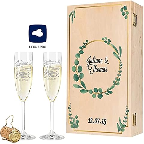 GRAVURZEILE Leonardo - Juego de copas de champán grabadas Cover