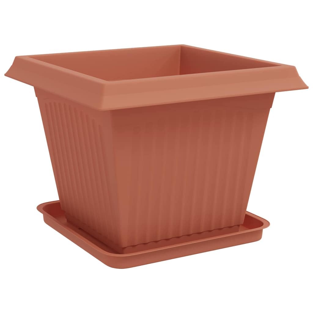 Doniczki do roślin 24 szt. Czerwony Cegła 43 x 43 x 33,5 cm Plastik | Lekki, otwór drenażowy, zwijana krawędź, łatwa do czyszczenia, do użytku wewnątrz i na zewnątrz
