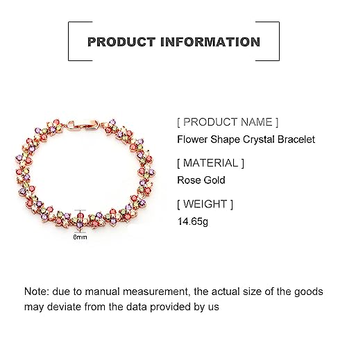 14K Rose Gold Bohemian Style Colorful Crystal Bracelet for Women,Branch Shape Natural Crystal Rainbow Link Bracelet,Luxury Bracelet Jewelry Gift for Her2