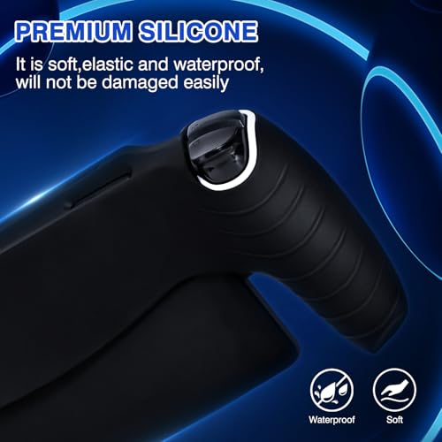 Image of EasEasy Compatible for PlayStation Portal Case, Soft Silicone Protective Cover with 9H Tempered Glass Screen Protector for PS5 Portal Anti-Scratch Skin Case with 4 Cute Thumb Grip Caps-Black