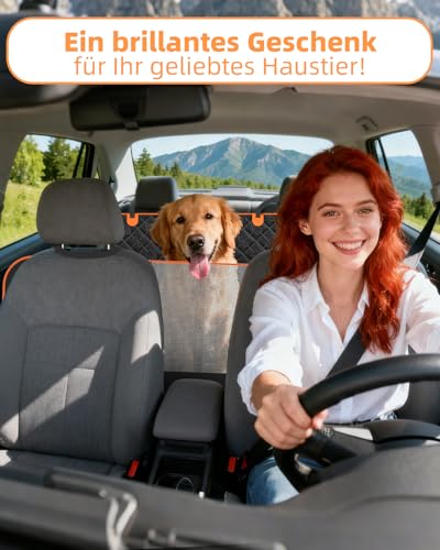 UPAWPIA Hundedecke Auto Rückbank 100% Wasserdicht Kratzfeste Autoschondecke Hund Rücksitz mit Seitenschutz und Sichtfenster Hundematte Auto Rückbank Universal für PKWs LKWs und SUV mit Sicherheitsgurt