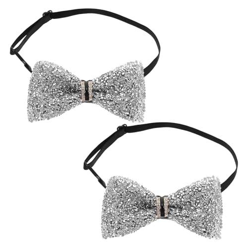 Didiseaon 2pcs Kids Bow Tie: Sparkly Rhinestones Pre-Tied Adjustable Crystal Bowtie for Boys and Girls for Weddings Parties Concerts and Holiday Costumes