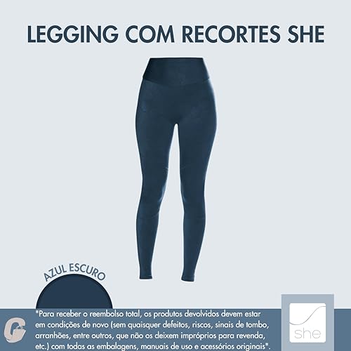 Calça Legging Academia Legging Cintura Alta Legging Fitness She by Mash Feminina | Azul | G