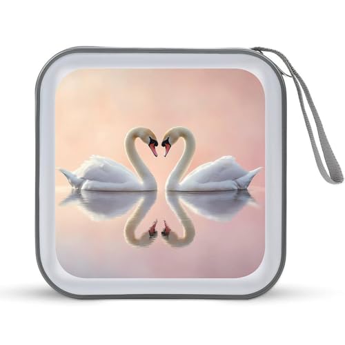 Swan Heart CD Case Portable DVD Holder Storage Organizer for Home Travel