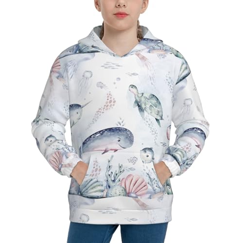 Sea Animals Kids Pullover Hoodies Boys Sweatshirts Girls Athletic Clothes with Pocket