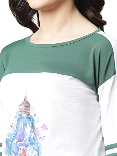 Image of OM SAI LATEST CREATION Women's New 3D Printed Lycra 3 /4 Sleeve Regular Fit Office wear,Casual wear Western Top