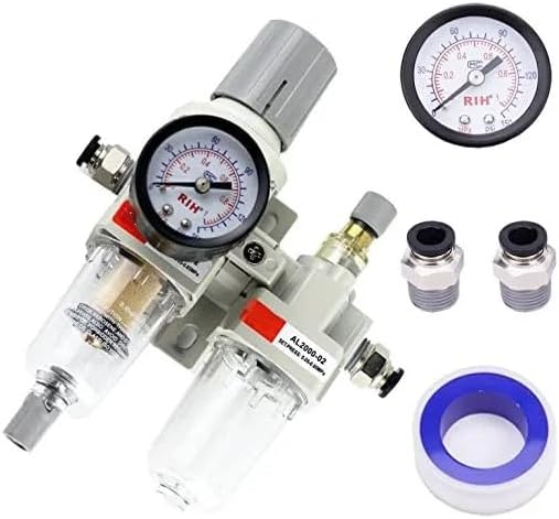 COKYIS Control Pneumatics Compressed Air Filter Regulator Lubricator Combo Water Oil Trap Separator(3/8")