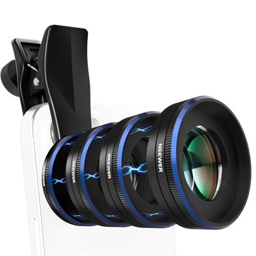 Image of NEEWER Phone Macro Lens Kit, 4 Pcs Stackable Magnetic Closeup Lens Attachment Set with 17mm Threaded Clamp, Clip On Photography Accessories Compatible with iPhone Android Samsung, LS-87