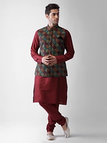 Image of KISAH Men's Jacket - Printed Cotton Blend - Indian Wedding Outfit for Men - Ideal for Weddings and Festivals