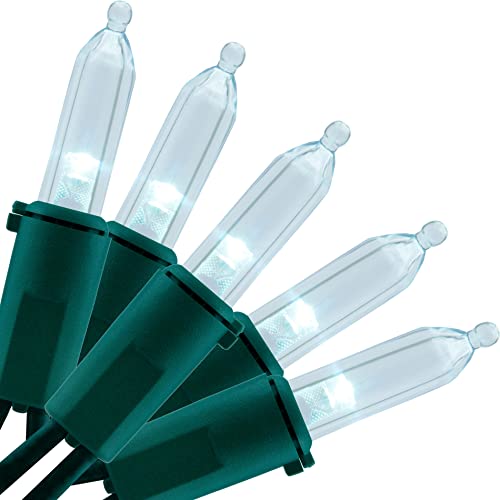 YULETIME Cool White LED Christmas Lights with Green Wire, 33 ft 100 Count UL Certified Commercial...