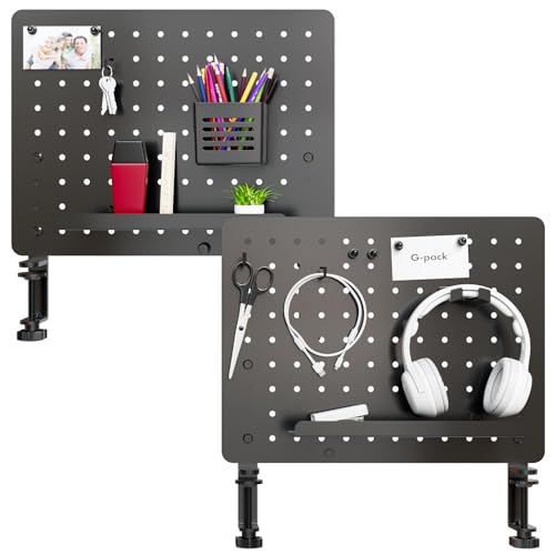 Image of SET OF X Clamp-on Pegboard, Standing Desk Accessories, Gaming & Office Desk Organizer, Privacy Panel, 16.5 x 12.5-inch, S2 Black