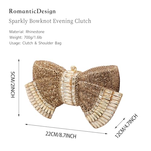 Image of RomanticDesign Women Sparkly Bowknot Evening Clutch Luxury Rhinestone Bride Purse Wedding Party Prom Banquet Handbag