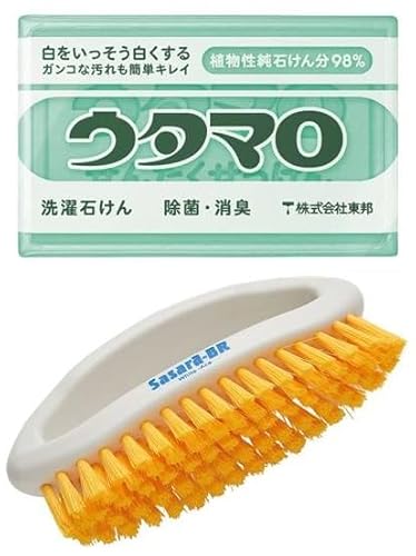ウタマロ セッケン サさらブラシ付き 洗濯石けん 除菌・消臭 ガンコな汚れ落としに 部分洗い用のサムネイル