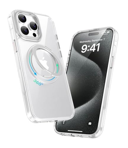 Image of for iPhone 15 Pro Case, Compatible with MagSafe, Slim Shockproof Military-Grade Rugged Protective Case with Stand, Camera Control, Comfort Grip (C-Clear, iPhone 15 Pro)