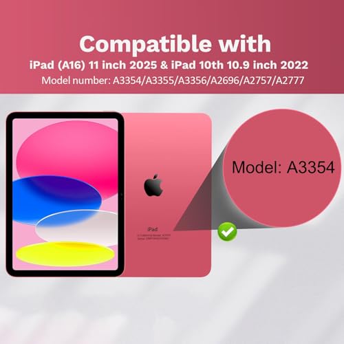 Hülle Tastatur für iPad (A16) 11./10. Generation (2025/2022), (11/10.9 Zoll) - QWERTZ, 7 Farben Beleuchtete, Magnetische Abnehmbar Bluetooth Tastatur, Soft TPU Rückseite Gehäuse mit Stifthalter (Pink) 2