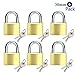 Solid Brass Padlock keyed Different Locks of 6 Pack, Solid Lock with (30mm) Wide Lock Body, Keyed Padlocks for Toolbox, Luggage,School lockers, Backpacks…