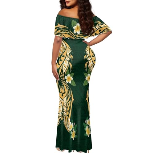 Image of Polynesian for Women S-7XL Off Shoulder Maxi Dress Hawaiian Summer Dresses