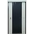 Hanover Galvanized Steel Single Door Patio Storage Shed for Garden Tools with Twist Lock and Key Security, 2 Tool Hooks (3'x3'x6') Dark Gray, White Rust Resistant Outdoor Storage for Yard Supplies
