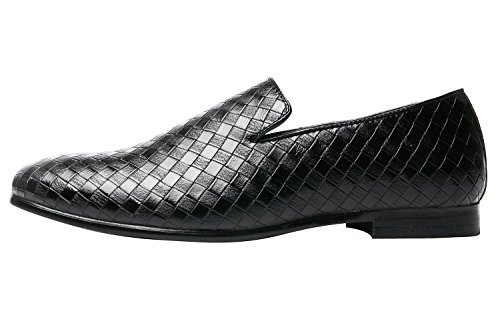Santimon Mens Loafers Fashion Weave Dress Driving Flats Slip on Penny Loafer Casual Shoes Black Blue Red White2